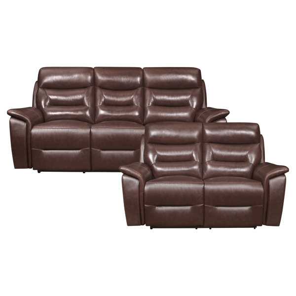 Lazzara Home 150.5" Leather Match Pillow Top Arm Reclining Sofa Wayfair